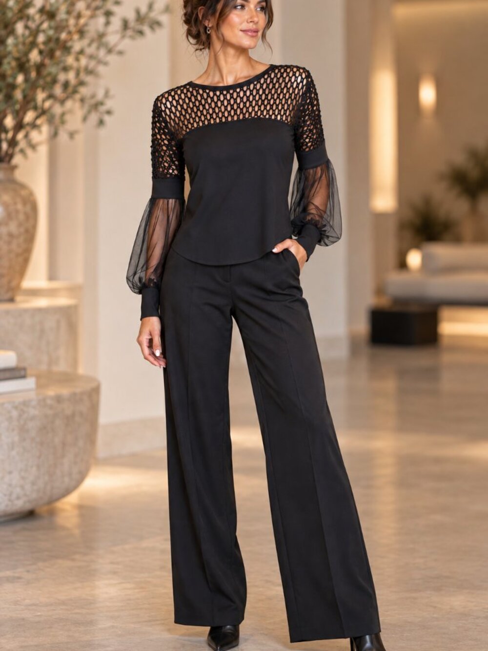 Save The Queen Sheer Mesh Long Sleeve Top Italian Designer Avant Garde Black M